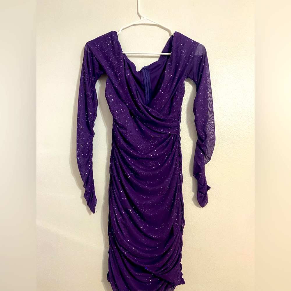 LOVE CULTURE OFF THE SHOULDER PURPLE BODYCON DRESS